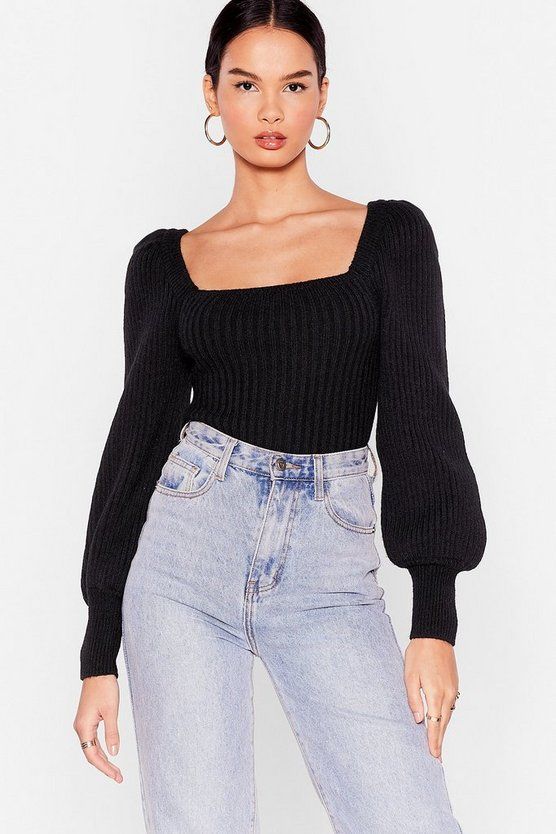 Get Down on Knit Square Neck Ribbed Sweater | NastyGal (US & CA)