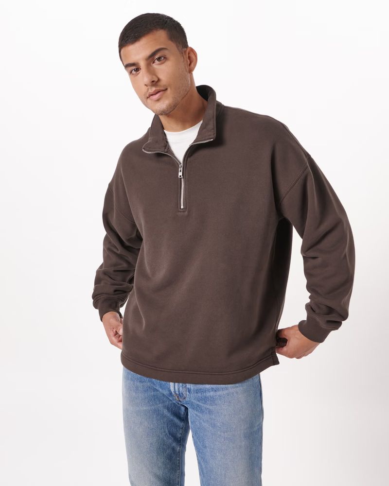 Men's Essential Half-Zip Sweatshirt | Men's | Abercrombie.com | Abercrombie & Fitch (US)