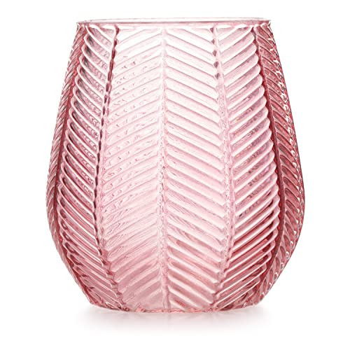AmeliaHome Vase, 12 x 13.5 cm, Decorative Glass Table vase, Decoration Vitoria Powder Pink | Amazon (US)