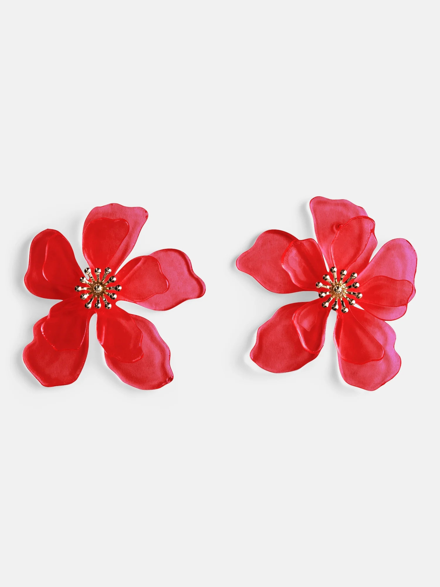Free Assembly Women's Sculpted Flower Stud Earrings, Pink | Walmart (US)