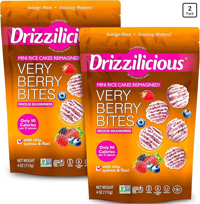 Drizzilicious Mini Flavored Rice Cakes Very Berry - Rice Crisps, Healthy Snack for Adults and Kid... | Amazon (US)