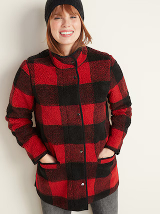 Plaid Sherpa Coat for Women | Old Navy (US)