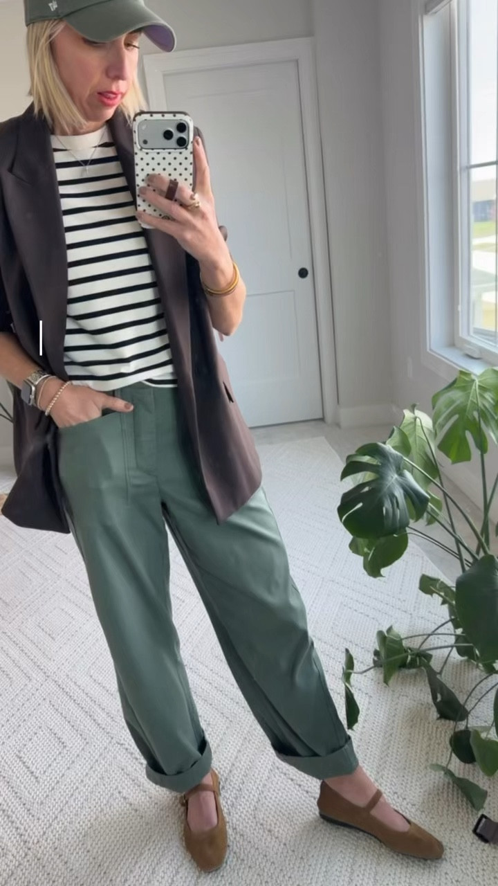 This is the outfit that makes you look instantly put-together—without trying too hard.

The structured blazer paired with these utility pants creates that perfect balance of tailored + relaxed, while the classic stripe keeps it timeless (not trendy). It’s the kind of look you can wear to a meeting, lunch, or even date night and feel completely confident.

If you’ve been wanting outfits that feel intentional but effortless… this is your formula.

✔️ Perfect for: workdays, casual meetings, elevated everyday
✔️ Style tip: roll the hem + add a sleek flat to keep it modern

*Spanx pants wearing a size medium in the tall length (I’m 5’10” for height reference) 


#LTKootd #LTKOver40 #LTKSeasonal