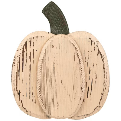 Northlight Small Wooden Fall Harvest Pumpkin with Stem - 10.5" | Target