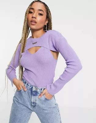 ASOS DESIGN knitted cami with cropped sweater in lilac | ASOS | ASOS (Global)