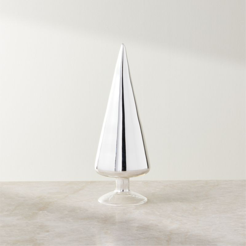Paz Extra-Small Silver Modern Glass Tabletop Christmas Tree + Reviews | CB2 | CB2