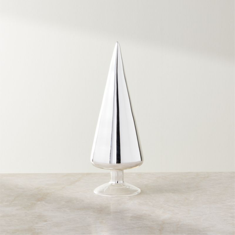 Paz Extra-Small Silver Modern Glass Tabletop Christmas Tree + Reviews | CB2 | CB2