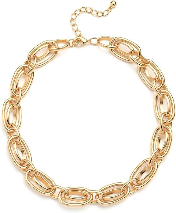 Gold Chunky Necklace for Women: Trendy Choker Chain Necklace Statement | Amazon (US)