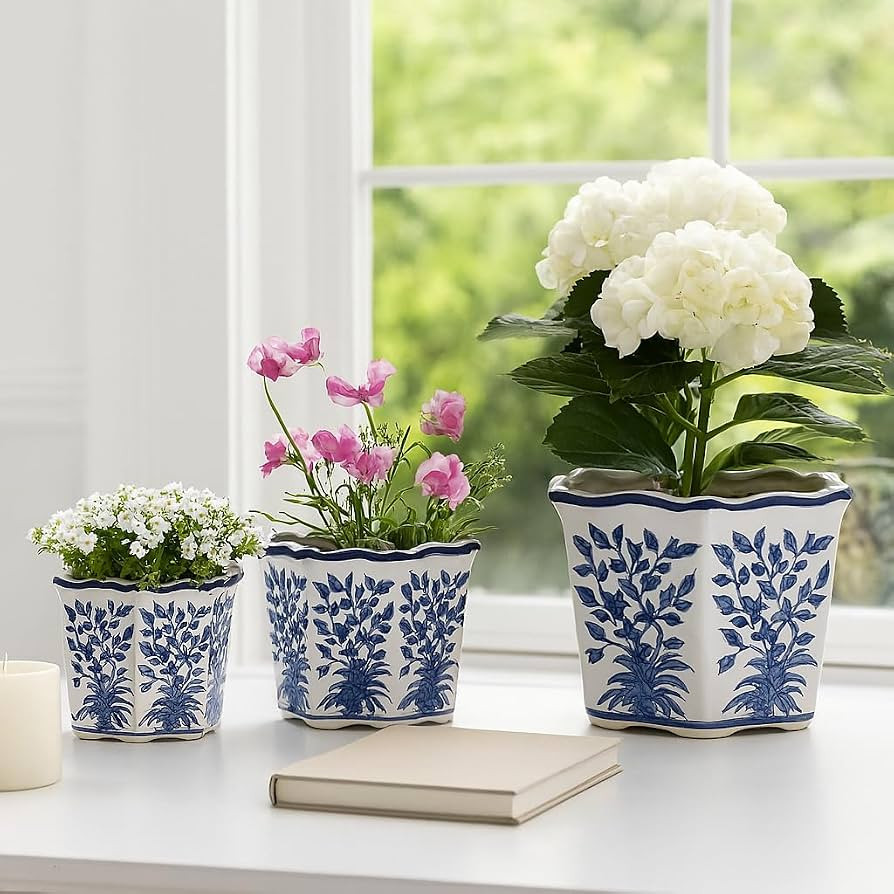 Home Decor Flower Pots and Planters \u2013 Intricate Pots with Floral Pattern for Indoor and Outd... | Amazon (US)