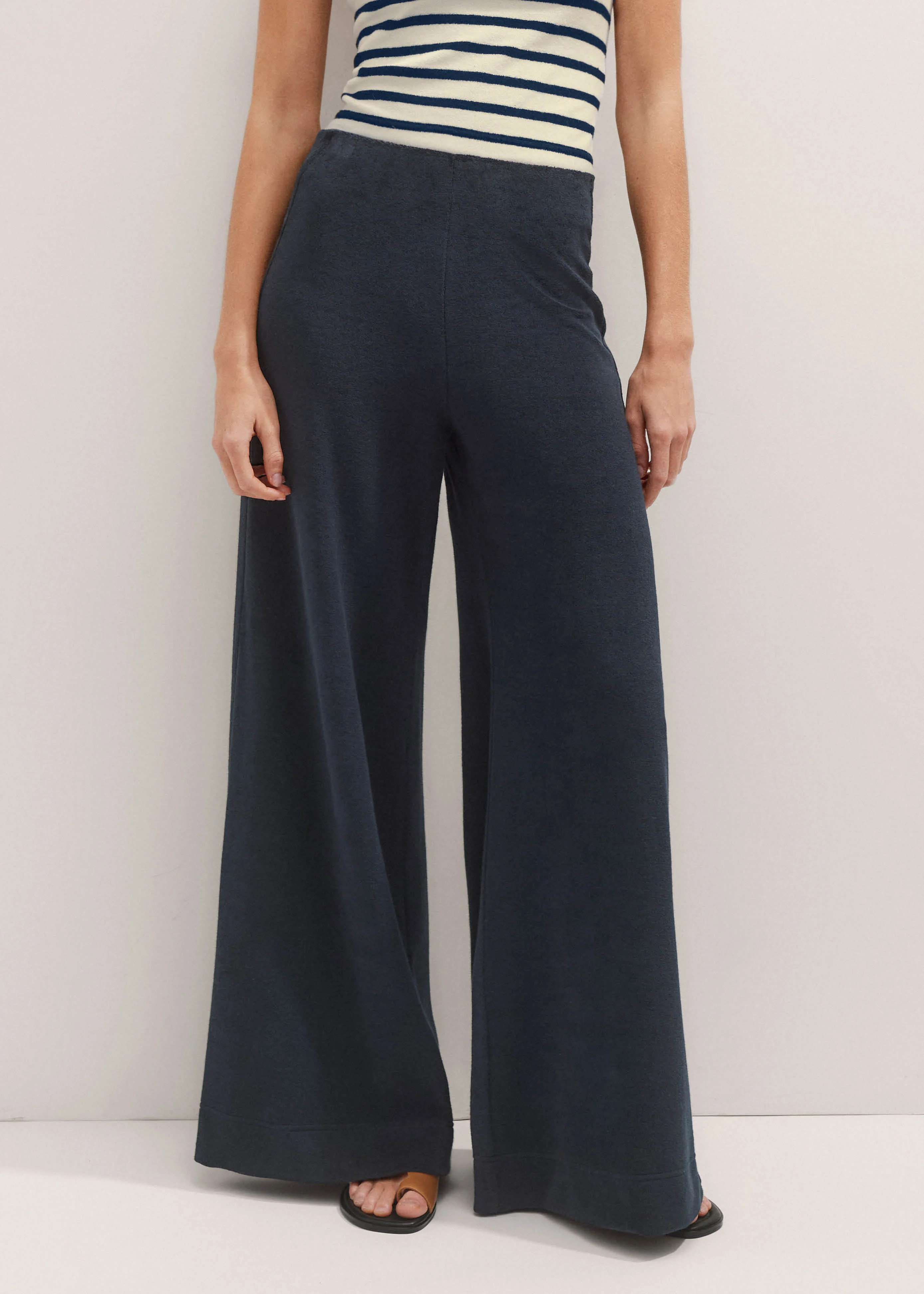 Women's Navy Toweling Extreme Palazzo Pant | ME+EM | ME+EM US