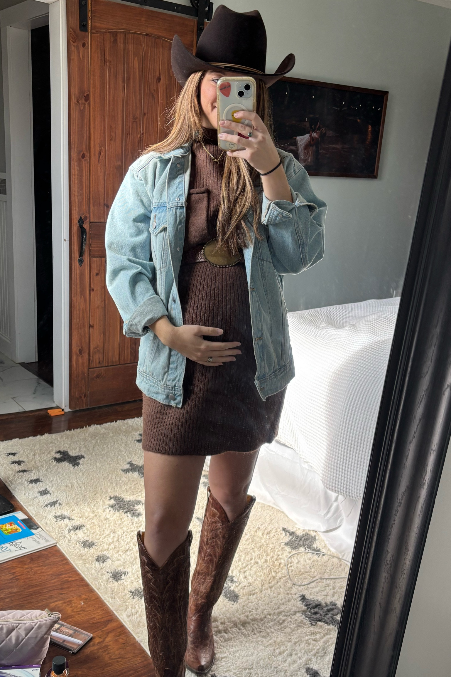 Bump friendly western aesthetic. Church fit. This sweater dress is so comfy and versatile. Perfect for pre and post bump!

#LTKMostLoved #LTKMidsize #LTKBump