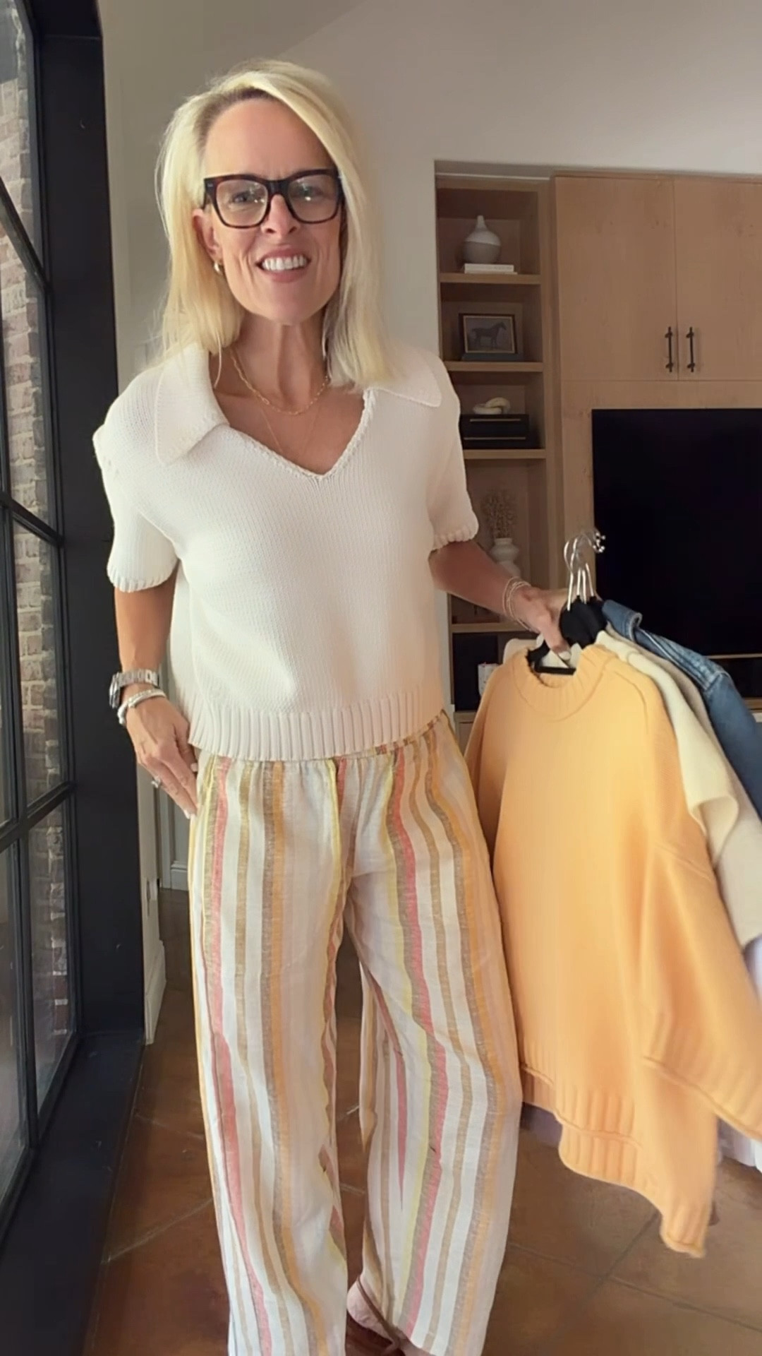 These linen blend pants are so great
Pull on pants 
Styled here different ways  

Pants sizing - I sized down one size to XS 
Sweaters-  are all TTS …except quince cashmere tee - I size up to large for oversized fit 
Tanks - I sized up to a medium 

Keep you cool, make a great vacation outfit 

@Anthropologie 


#LTKOver40 #LTKTravel #LTKdayinmylife