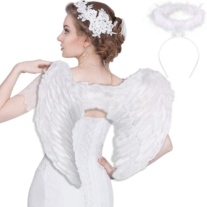 Angel Wings and Halo for Kids Girls Angel Costume Wing for Adult Children Feather Angel Wing for ... | Amazon (US)