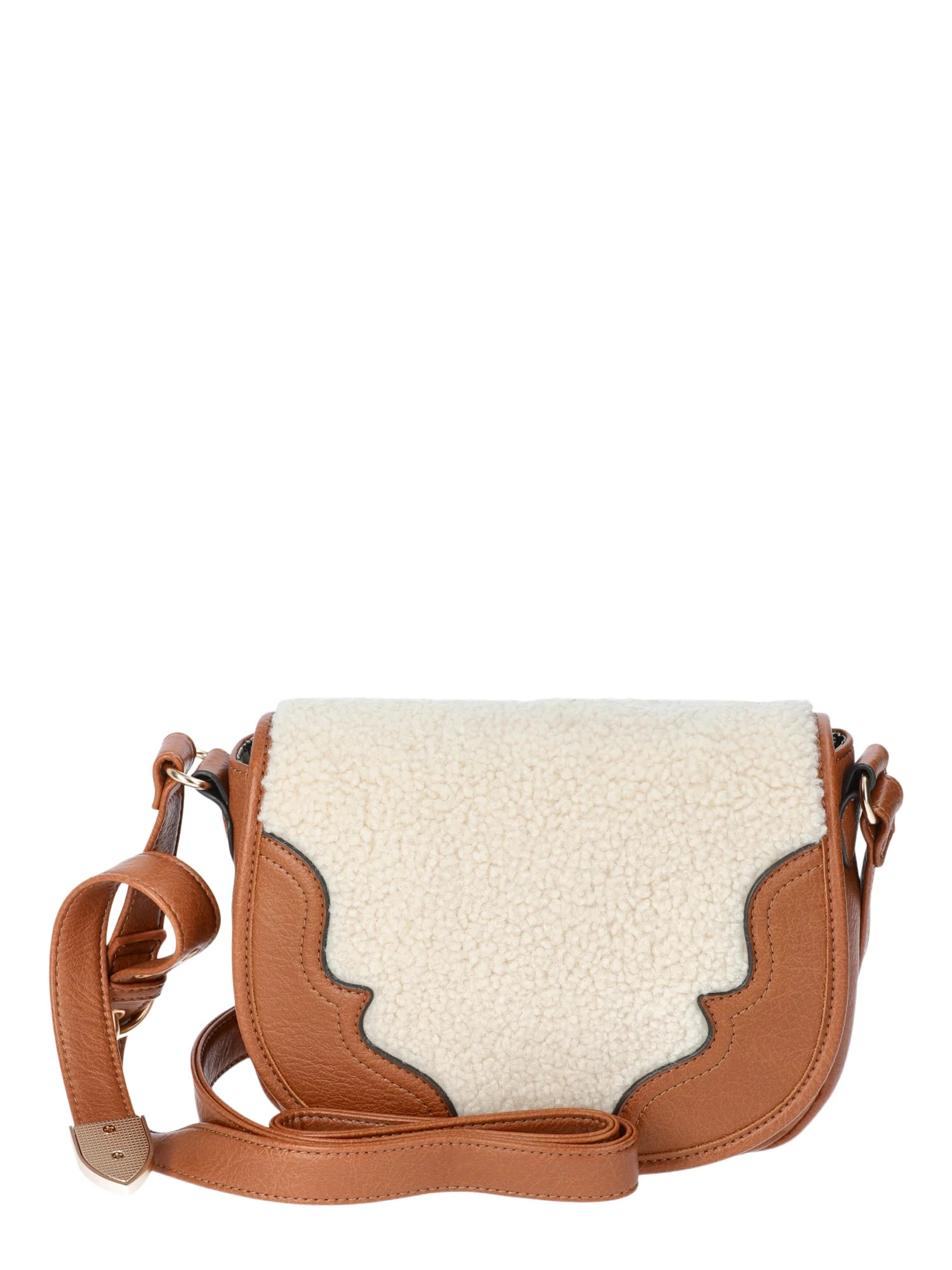 Jessica Simpson Woman's Jessie Crossbody Handbag, Cognac & Faux Shearling | Walmart (US)