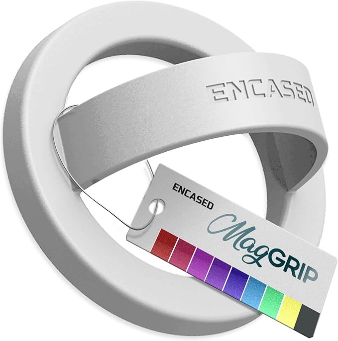 Encased Magnetic Phone Grip Holder Thin Silicone Finger Loop Ring, Compatible with Magsafe (White... | Amazon (US)