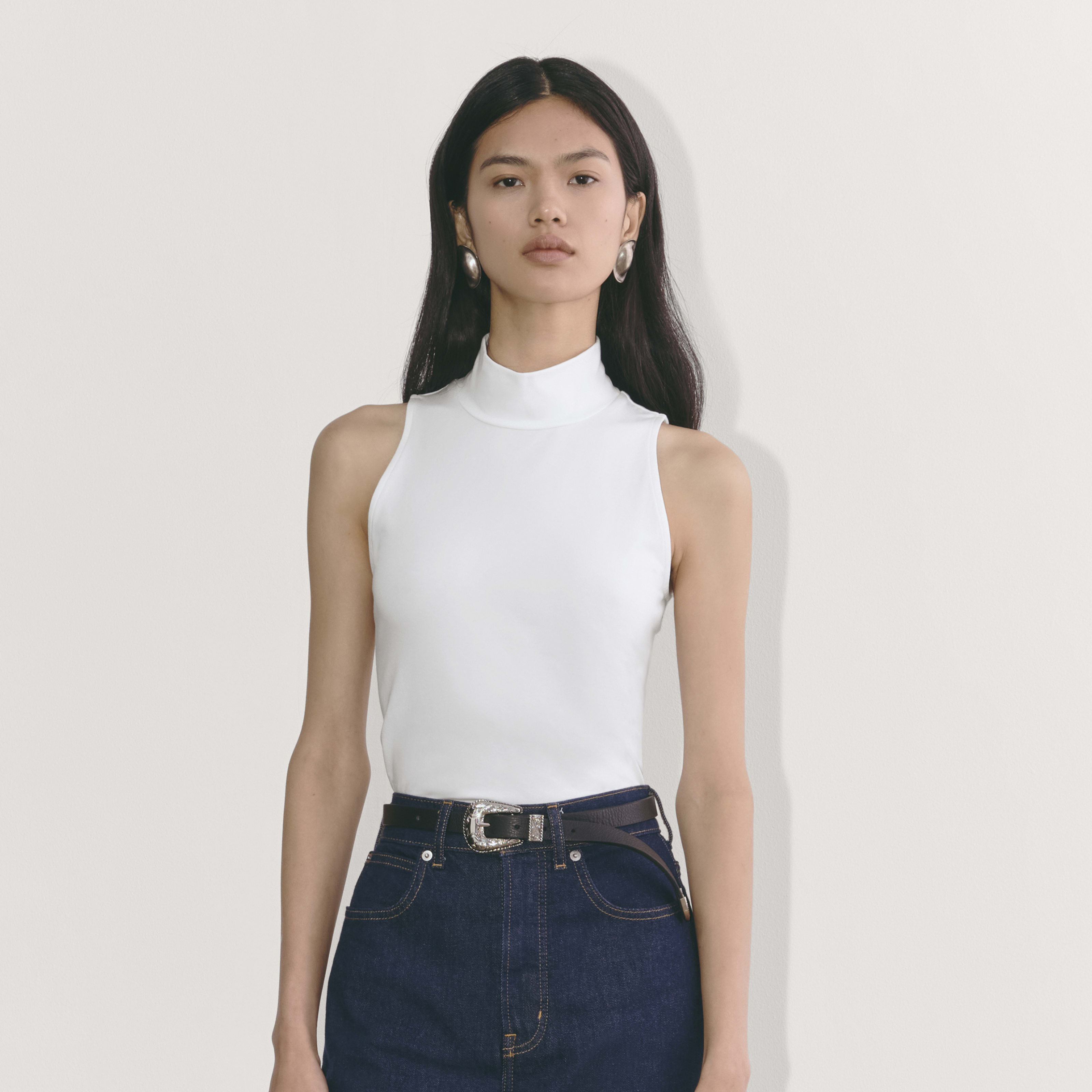 Women's Form Mock-Neck Tank by Everlane in White, Size XXS | Everlane