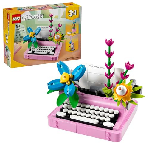 LEGO Creator 3 in 1 Typewriter with Flowers - Birthday Gift for Kids - Building Toy with 3 Building Options, Typewriter, Flowerpot with Pen & Notebook, or Keytar - 31169 | Amazon (US)