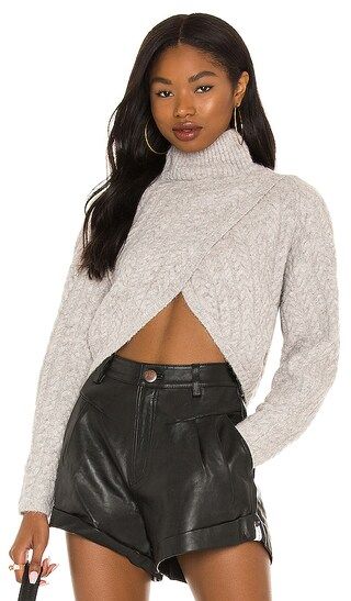 Amelia Cross Front Turtleneck in Grey | Revolve Clothing (Global)