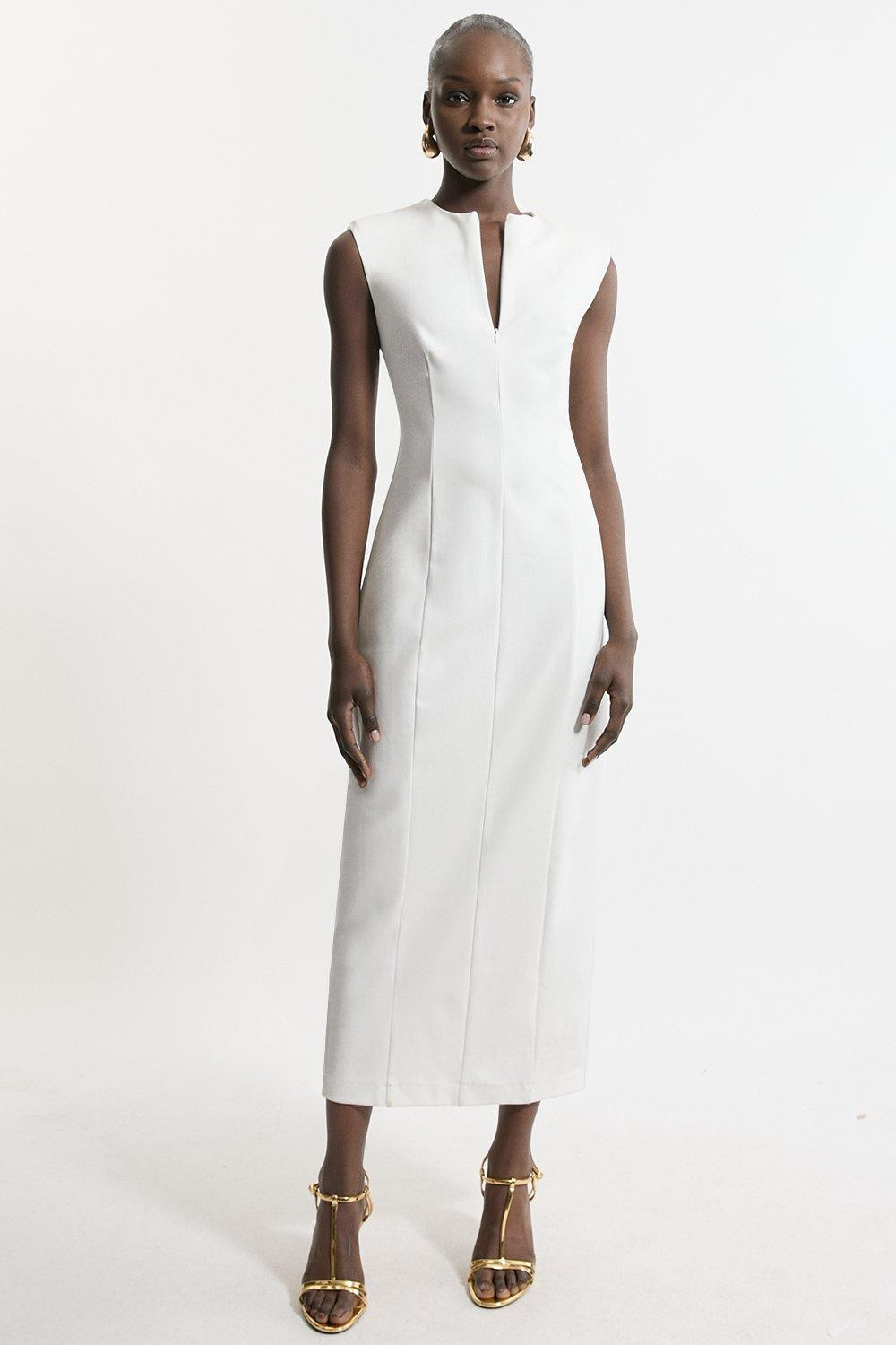 Dart Detail Luxe Ponte Jersey Midi Dress | Karen Millen US