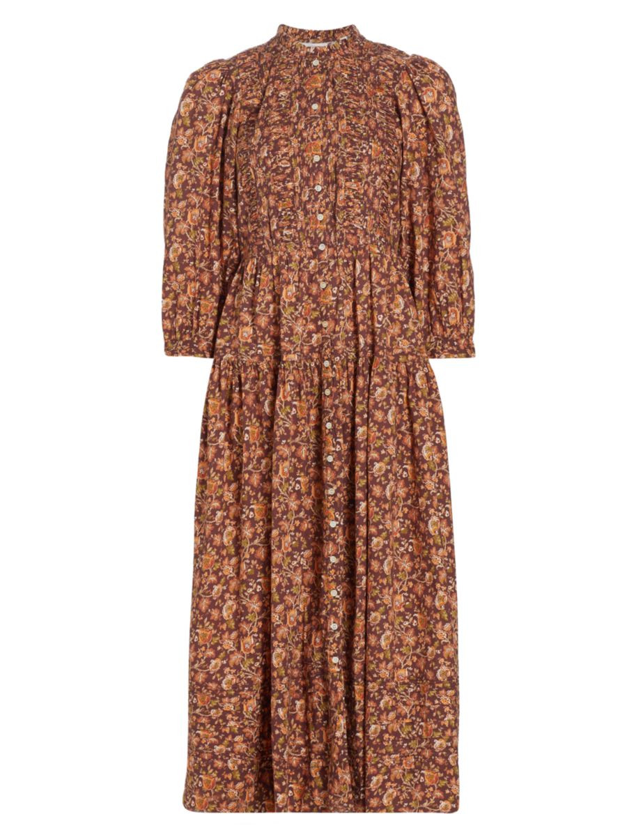 Philana Floral Cotton Midi-Dress | Saks Fifth Avenue