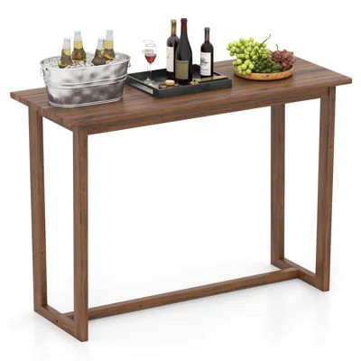 59 Inch Outdoor Bar Table with Slatted Top Rectangular Pub Table for Hot Tub | Wayfair North America