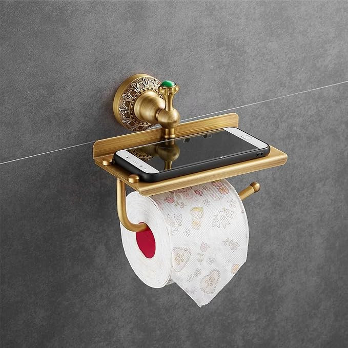 Beelee Bathroom Tissue/Toilet Paper Holder - Solid Brass Wall-Mounted Toilet Roll Holder with Mob... | Amazon (US)