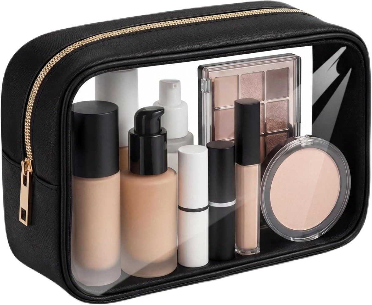 Abbylike 1 Pcs Clear Makeup Bag Bulk Tsa Size Approved Clear Toiletry Bag with Zipper PU Leather ... | Amazon (US)