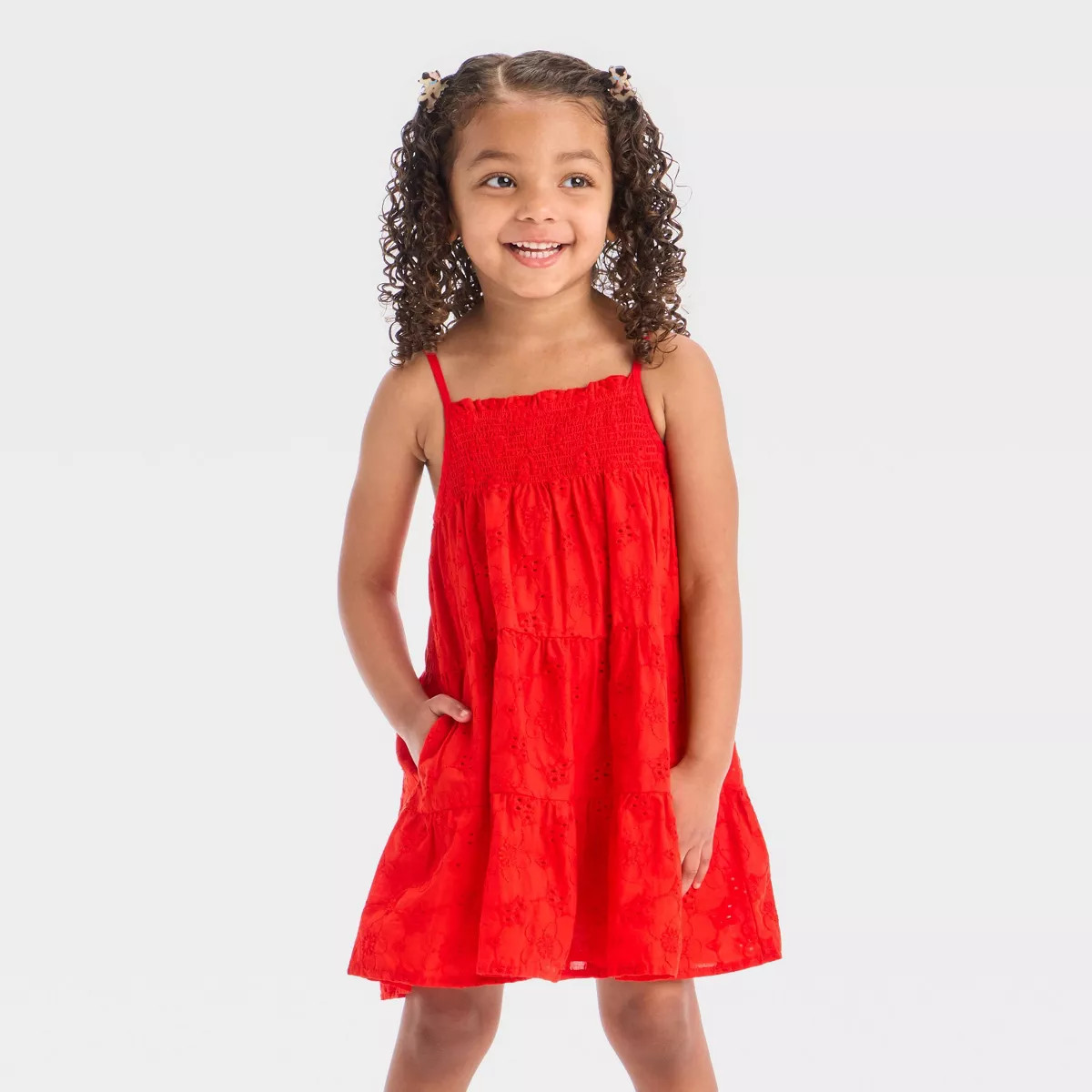 Toddler Girls' Americana Eyelet Tank Dress - Cat & Jack™ Medium Red | Target