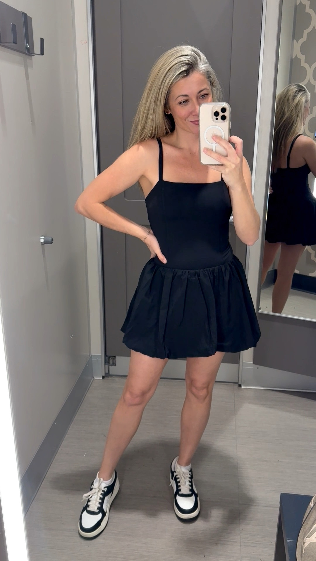 Target’s Joylab black bubble hem activewear dress!!! This dress is super flattering and perfect for on the go moms! It also has built in shorts that pull down, making it easy to use the restroom without having to take the entire thing off! This is a HUGE win and selling point imo! Wearing a small! 

#LTKActive #LTKmomlife #LTKOver40