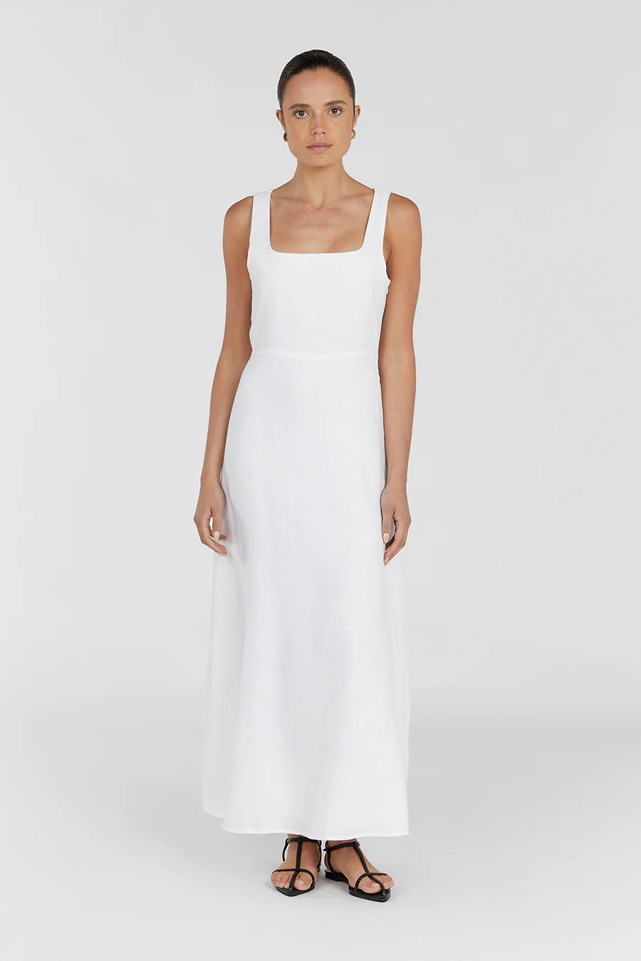 SHANNON WHITE LINEN MIDI DRESS | DISSH