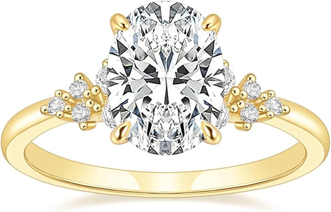 TIGRADE 3CT Engagement Ring for Women Oval Cut Cubic Zirconia Promise Ring CZ Eternity Wedding Ba... | Amazon (US)