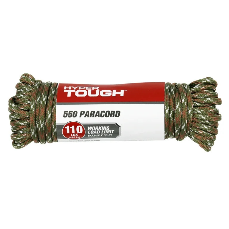 Hyper Tough 550 Utility Paracord Rope, Camo, 5/32 inch x 50 feet | Walmart (US)