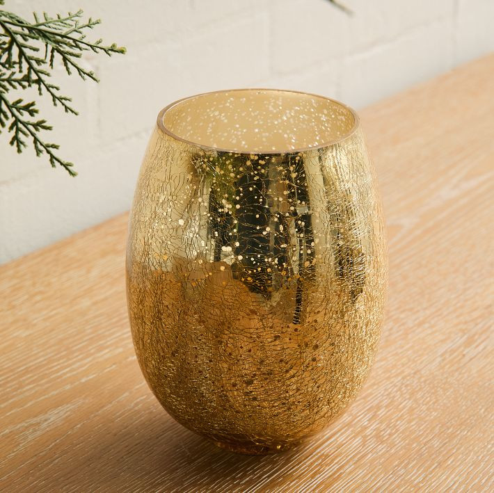 Gold Crackle Mercury Candle Jars - Winter White | West Elm (US)