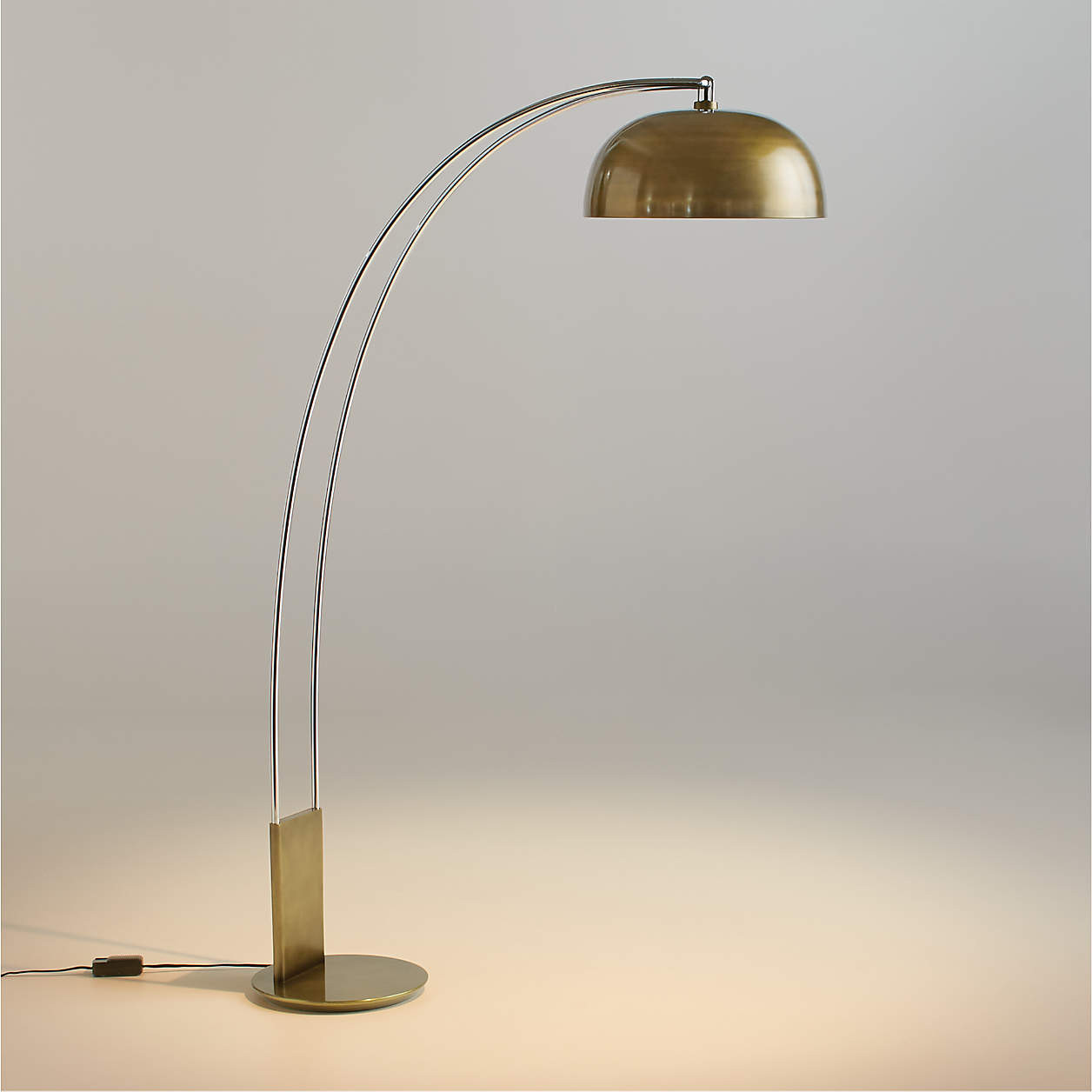 Marino Brass and Chrome Metal Floor Lamp 72" + Reviews | Crate & Barrel | Crate & Barrel