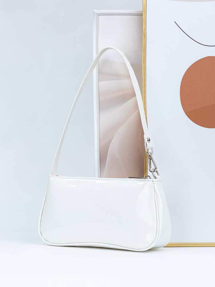 Artificial Patent Leather Baguette Bag | SHEIN