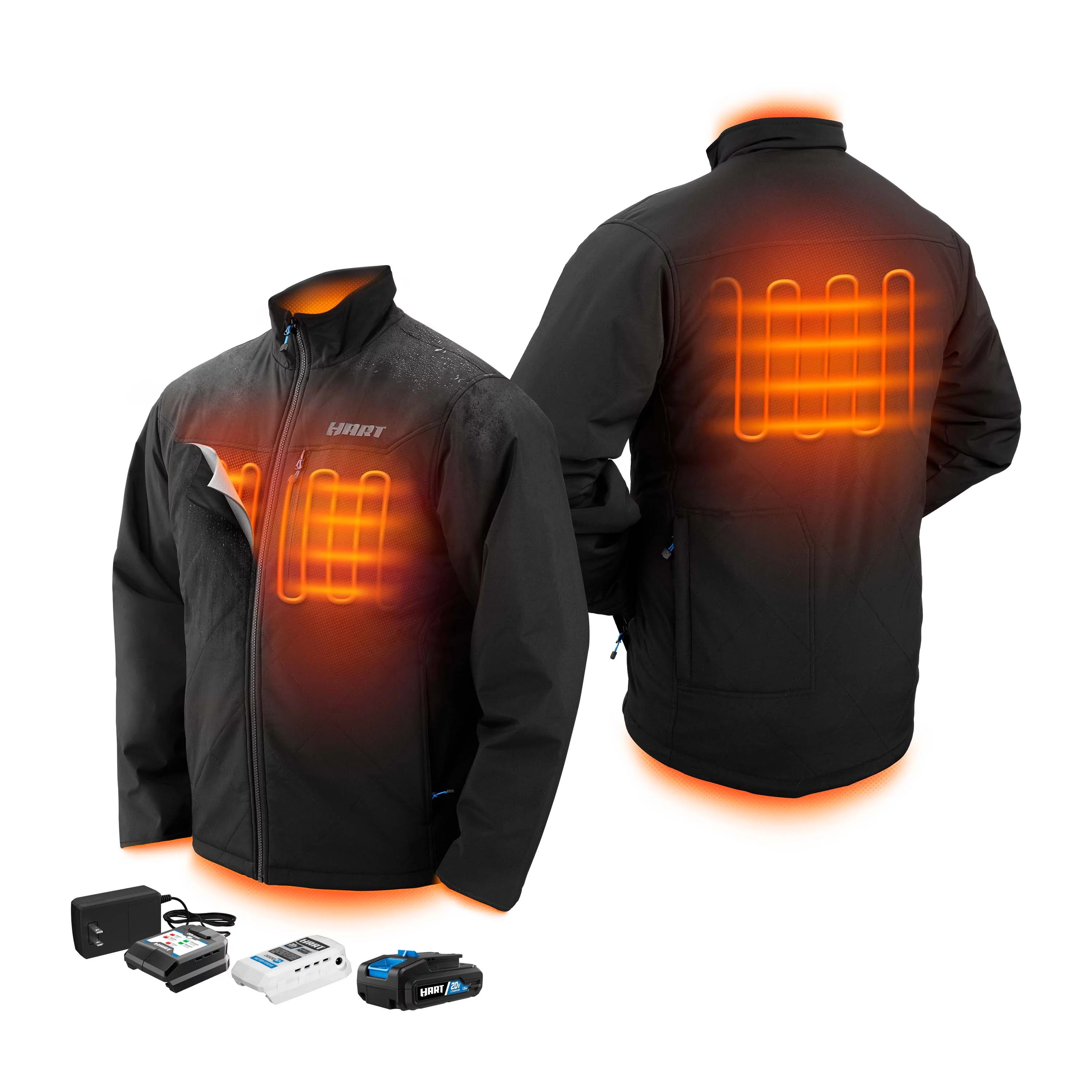 HART 20-Volt Heated Jacket Kit, Black, Male Medium, (1) 1.5Ah Lithium-Ion Battery | Walmart (US)