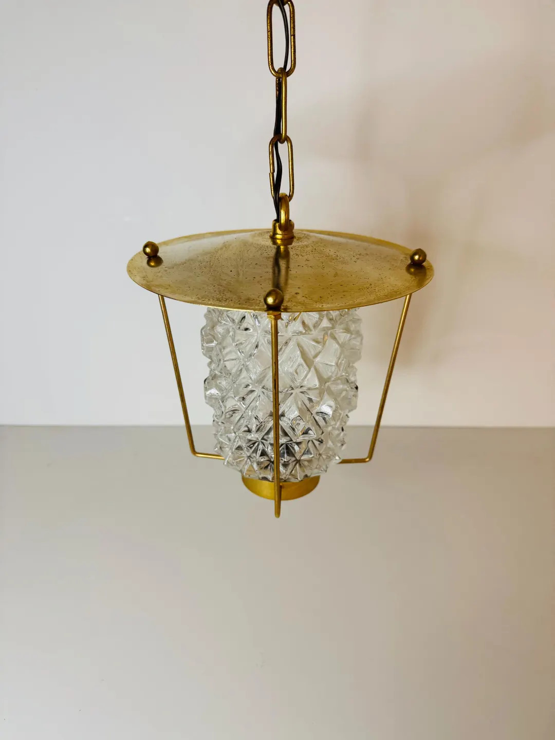 Vintage glass and gold globe chandelier | Etsy (US)