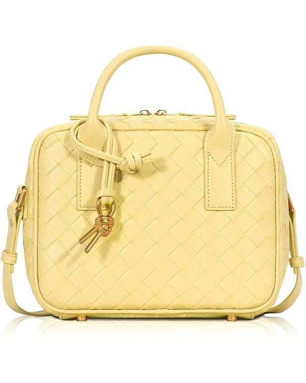 Woven Bag for Women Top Handle Satchel Handbag Crossbody Bag PU Leather Shoulder Bag Woven Purses... | Amazon (US)