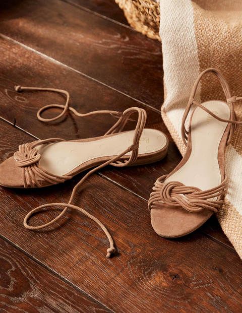 Knot Detail Suede Flat Sandals | Boden (UK & IE)
