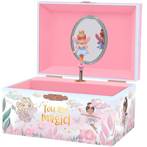 Giggle & Honey Musical Fairy Jewelry Box for Girls - Kids Music Box with Spinning Fairy and Mirror, Princess Birthday Gifts for Little Girls, Childrens Jewelry Boxes for Ages 3-10 - 6 x 4.7 x 3.5 in | Amazon (US)