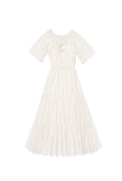 On And Off The Shoulder Dress - White Eyelet | Shop BURU