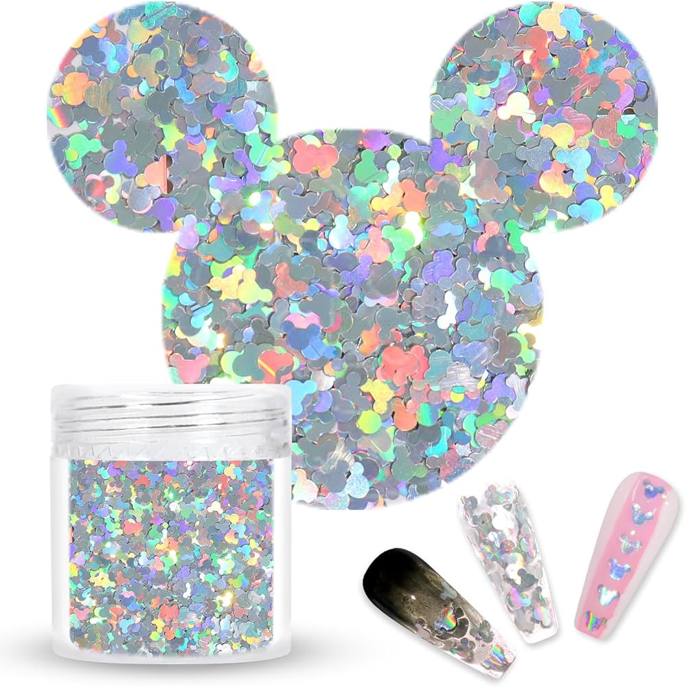 Laza 2g Chunky Glitter Mickey Mouse Shaped Confetti Nail Charms Holographic Sequins Stickers Spar... | Amazon (US)