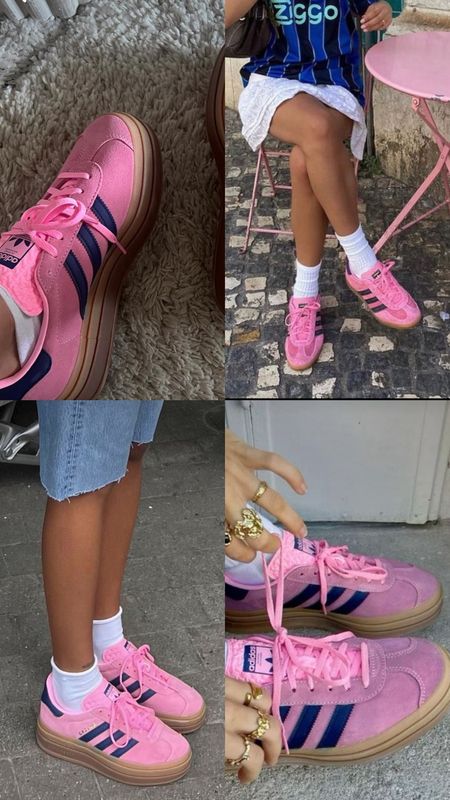Adidas Gazelle trainers. Pink sneakers, adidas originals. Pink and black, gum sole. Summer, spring, casual outfit, sporty. Under £100. 
Affordable fashion.  Wardrobe staple. Statement piece. Timeless. Gift guide idea for her. Luxury, elegant, clean aesthetic, chic look, feminine fashion, trendy look.  

#LTKuk #LTKsummer #LTKeurope