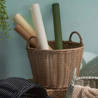Round Cone Woven Wicker Basket with Handles | Wayfair North America