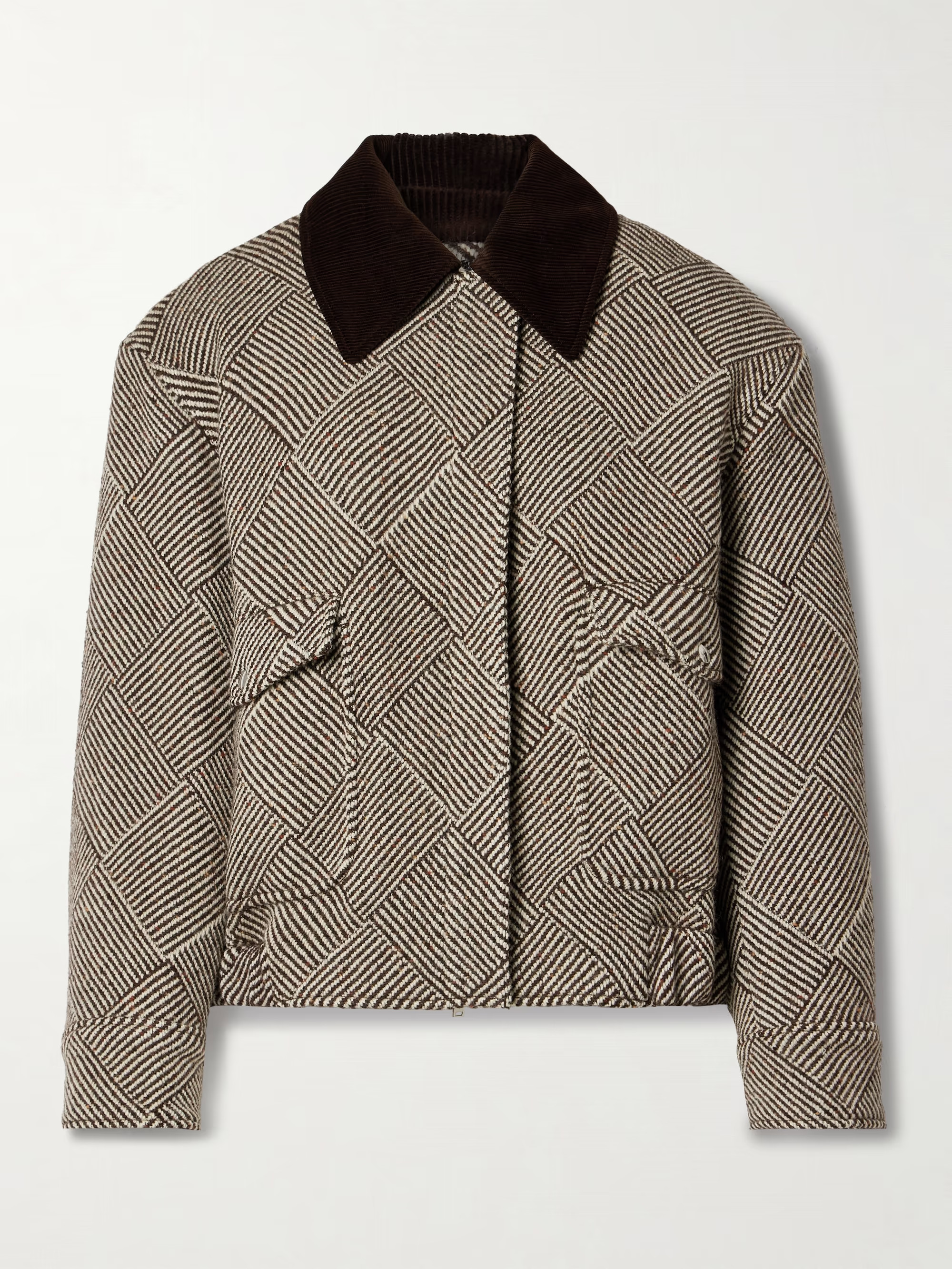 Cotton-corduroy trimmed checked wool-blend jacket | NET-A-PORTER (US)