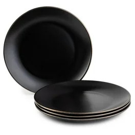 Thyme & Table Dinnerware Black and White Dot Dinner Plates, 4 pack | Walmart (US)