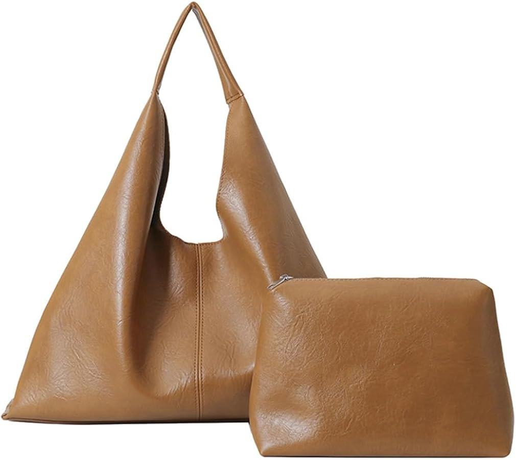 Slouchy Hobo Bags for Women Tote Bag Retro PU Leather Crossbody Bag Soft Shoulder Purses Handbags... | Amazon (US)