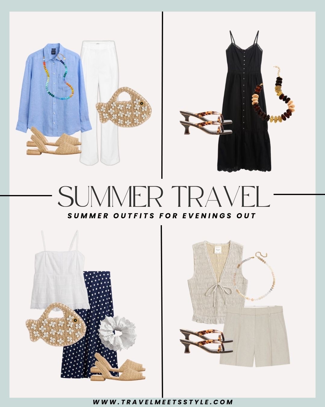 Sharing the ultimate summer travel capsule wardrobe + summer outfit ideas for evenings out 🕺Head to travelmeetsstyle.com to read the full post and explore more summer outfits for every adventure ☀️

#LTKTravel