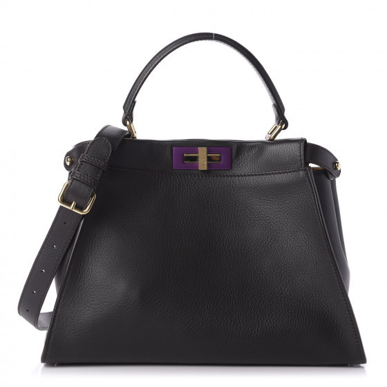 FENDI

Calfskin Medium Peekaboo Iconic Satchel Dark Brown Purple | Fashionphile