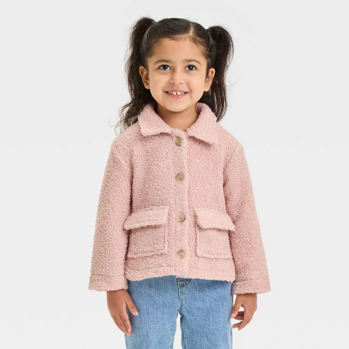 Toddler Girls' Faux Shearling Jacket - Cat & Jack™ Pink | Target